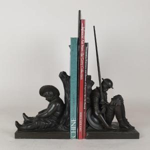 Janle / Max Le Verrier, Pair Of Don Quixote Bookends, Art Deco, XXth Century