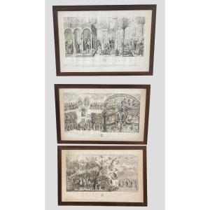 Suite Of 3 Engravings, Camposanto De Pisa, Lasinio And Molini Landi & Cie, Empire Period