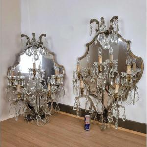 Grande Paire d'Appliques-miroirs, Gout De Venise, XXème Siècle