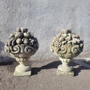 Coupes Aux Fruits, Vases De Jardin En Pierre, Début XXème Siècle