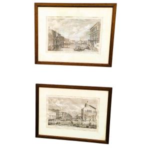 Vues de Venise, paire de gravures encadrées, XIXème siècle