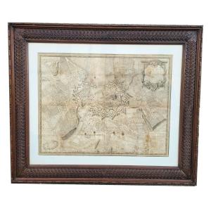 Plan de la ville de Genève, gravure encadrée, fin  XVIIIème siècle