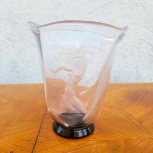 V Lindstrand - Orrefors, vase sirène, début XXème siècle