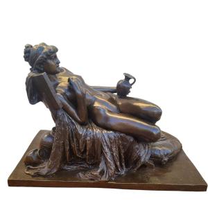 Amendola, Sculpture en bronze femme à l'antique, XIXème siècle