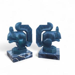 Serre-livres écureuils, Max le Verrier, Art déco, XXème siècle