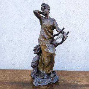 E Villanis, Mélodie, bronze signé, XIXème siècle