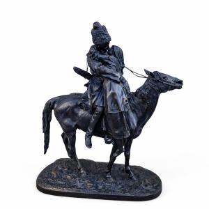 Lanceray, Les Adieux du Cosaque, bronze signé, fin XIXème siècle