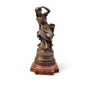 Math Moreau, The Mussel Diver, Signed Bronze, Late 19th Century