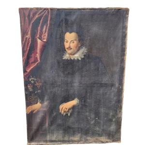 Portrait de gentilhomme en habit noir, époque XVIIème siècle
