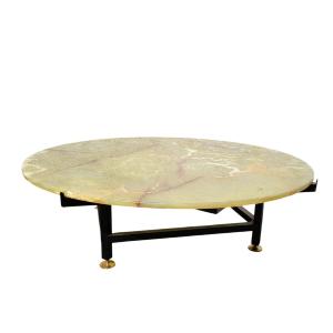 Table basse en fer et onyx, Italie années 70