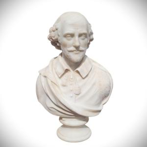 Shakespeare, Buste H70m, marbre blanc, XIXème siècle