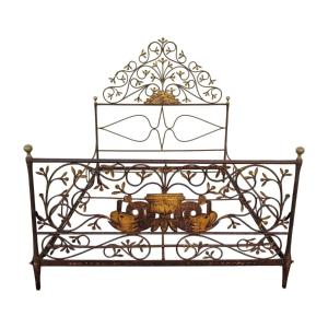 Painted Iron Genoese Bed, W150 Cm, Early 19th Century