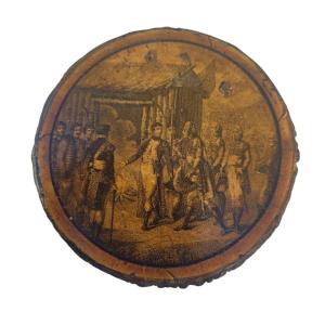 Boite en papier mâché, Napoléon 1er au camp militaire, XIXème siècle