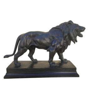 Alf Barye, lion marchant, bronze signé, XIXème siècle
