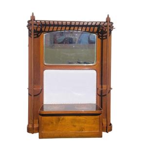 Wooden Entryway Coat Rack, Art Nouveau, Early 20th Century