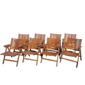  Niko Kralj, Set Of 8 “rex” Folding Chairs, 1950s–1970s