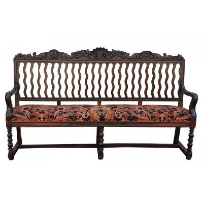 Rosewood Billiard Bench, Van Rycke, XIXth Century