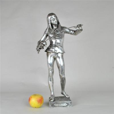 E Laporte, 1st Arms, Signed Silver Plated Bronze, XIXth Century