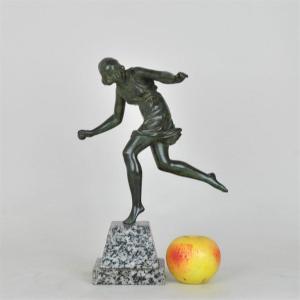P Le Faguays, Woman With The Ball, Signed Bronze, Art Deco, XXth Century