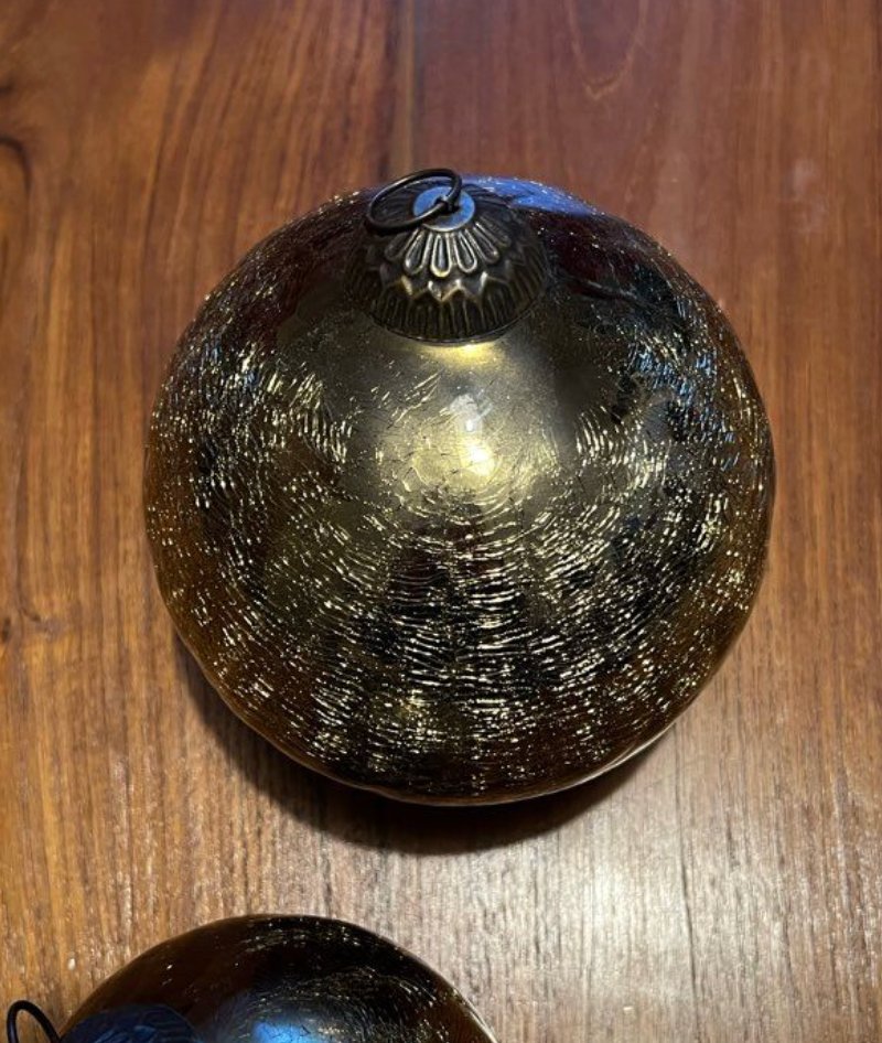 Set Of 2 Antique Christmas/forgiveness Baubles In Eglomisé Glass - 20th Century-photo-3