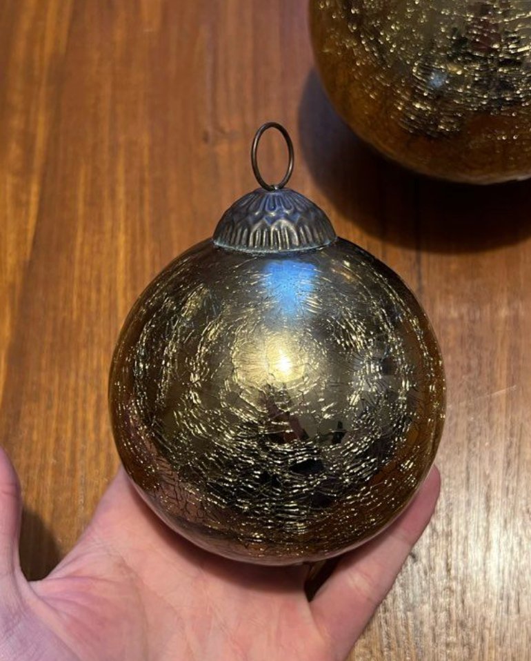 Set Of 2 Antique Christmas/forgiveness Baubles In Eglomisé Glass - 20th Century-photo-4