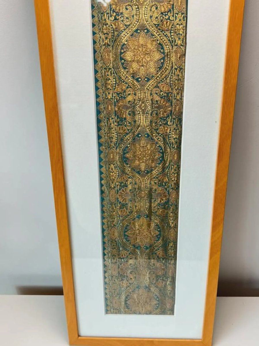 Antique Chinese Embroidery Panel – 19th Century – Framed Hand Embroidery (73x22 Cm)-photo-3