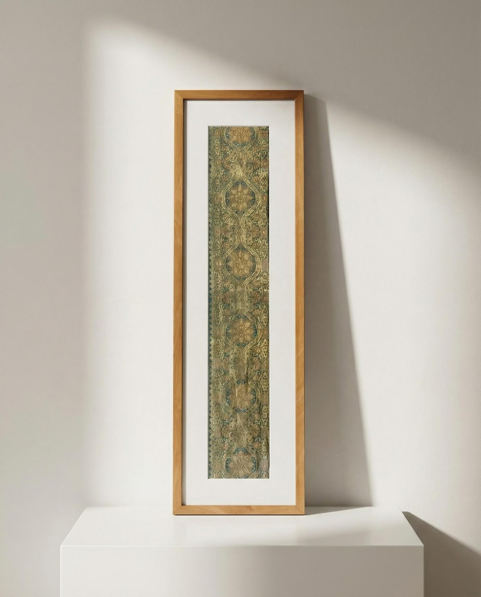 Antique Chinese Embroidery Panel – 19th Century – Framed Hand Embroidery (73x22 Cm)