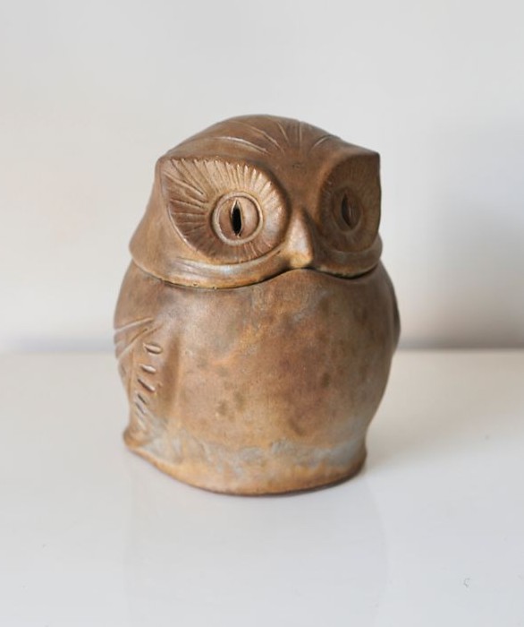 Ceramic Owl Sculpture - Signed Agnès Escala - France, 1960s-photo-2