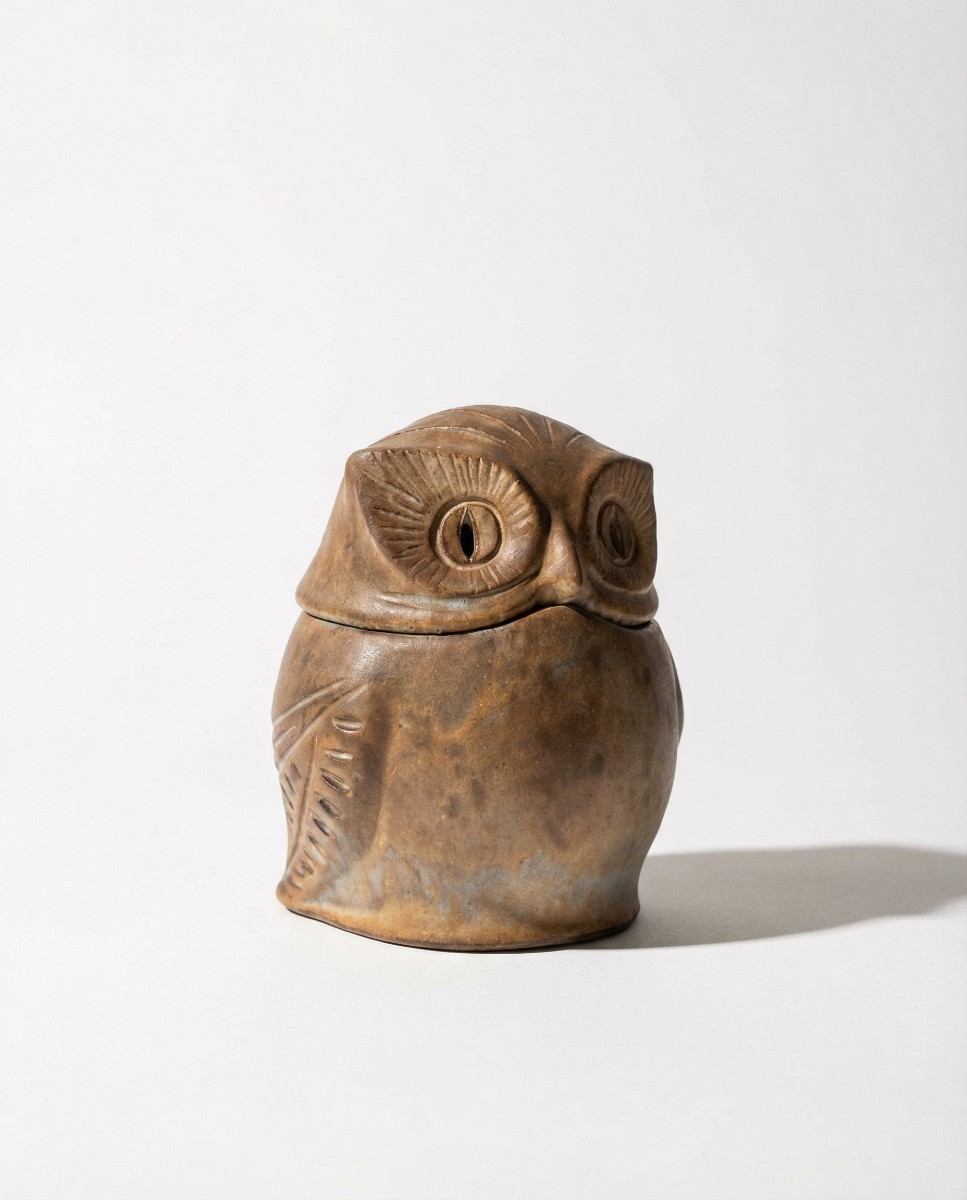 Ceramic Owl Sculpture - Signed Agnès Escala - France, 1960s