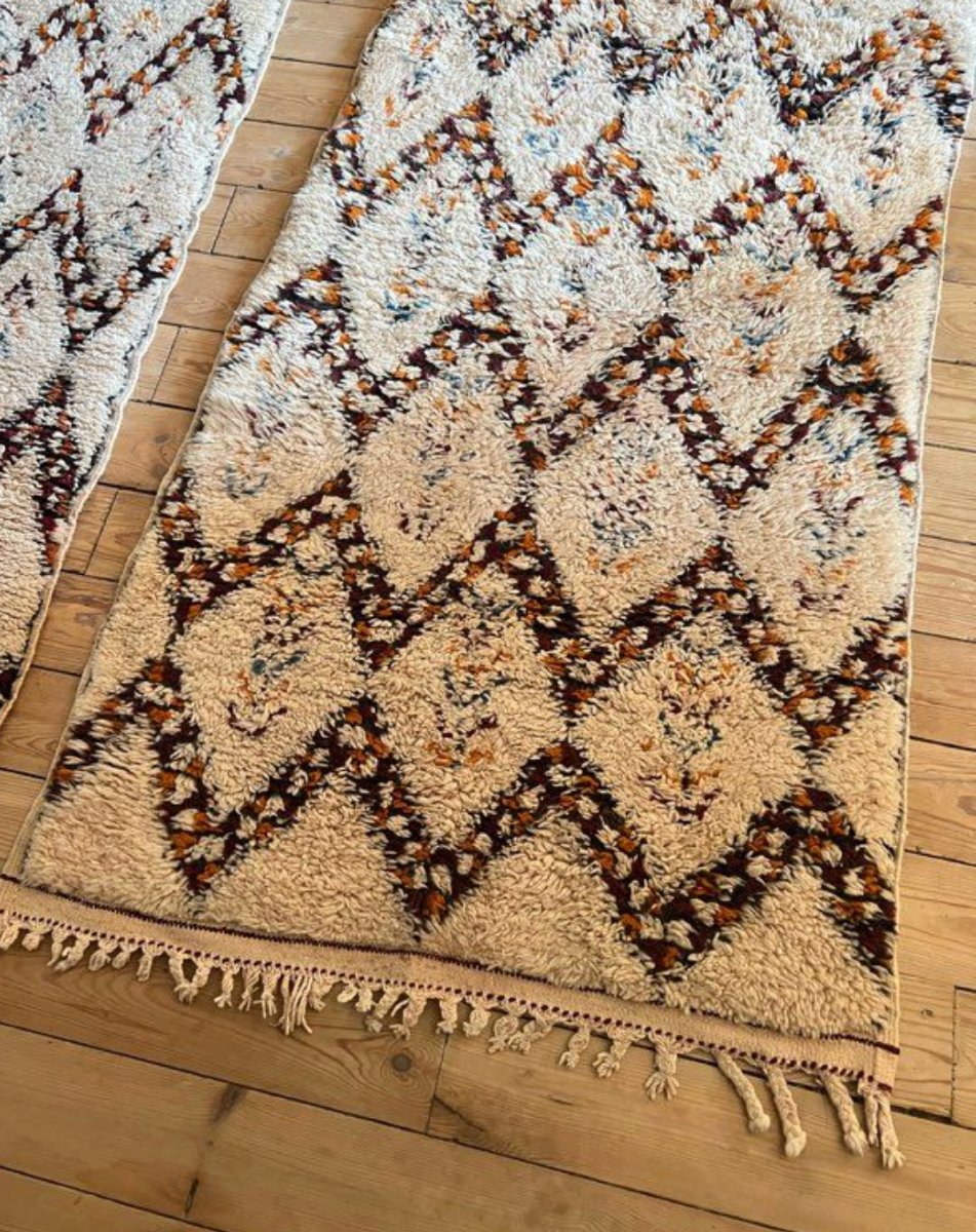 Pair Of Beni Ouarain Berber Wool Rugs, 135×75 Cm -photo-1