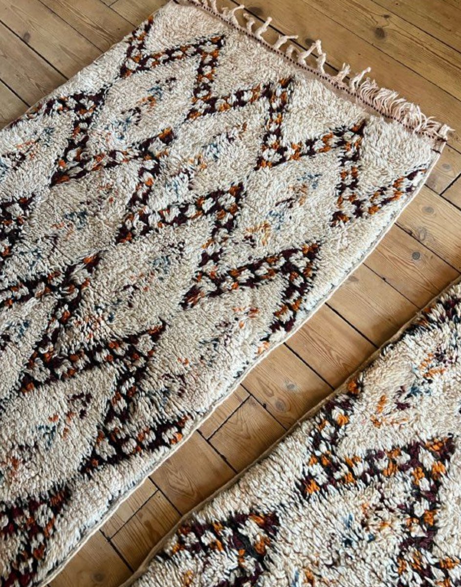 Pair Of Beni Ouarain Berber Wool Rugs, 135×75 Cm -photo-3