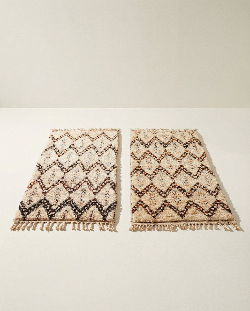 Pair Of Beni Ouarain Berber Wool Rugs, 135×75 Cm 
