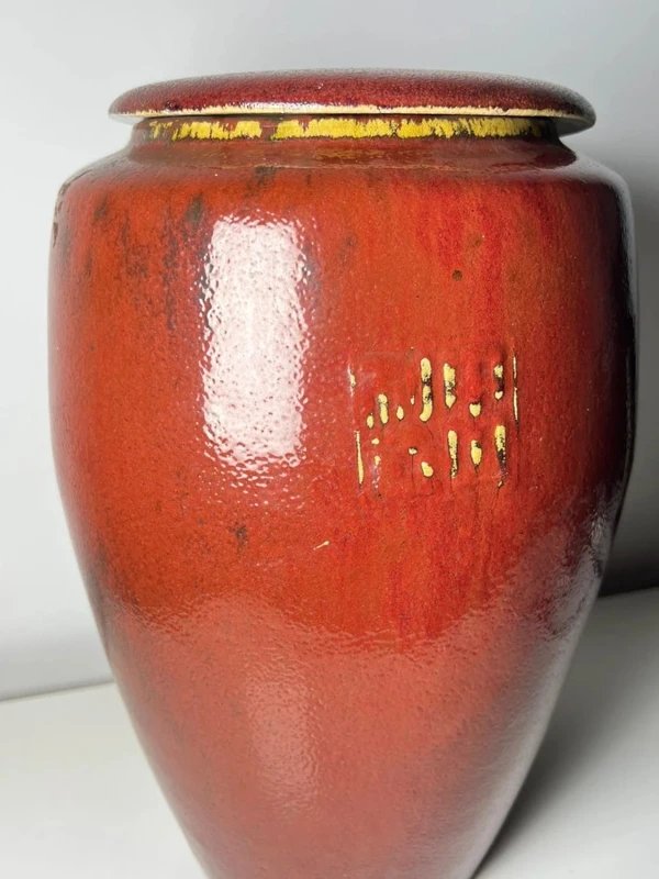 Red-glazed Ceramic Jar, "oxblood" Style, Chinese Style – 20th Century – 33 Cm-photo-3