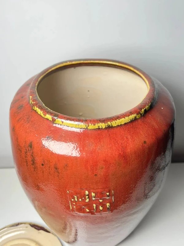 Red-glazed Ceramic Jar, "oxblood" Style, Chinese Style – 20th Century – 33 Cm-photo-1