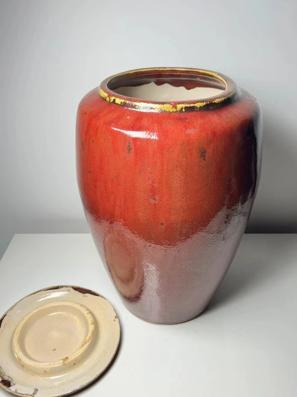 Red-glazed Ceramic Jar, "oxblood" Style, Chinese Style – 20th Century – 33 Cm-photo-3