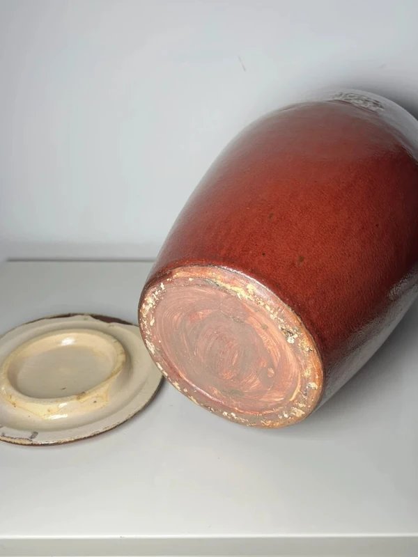 Red-glazed Ceramic Jar, "oxblood" Style, Chinese Style – 20th Century – 33 Cm-photo-4