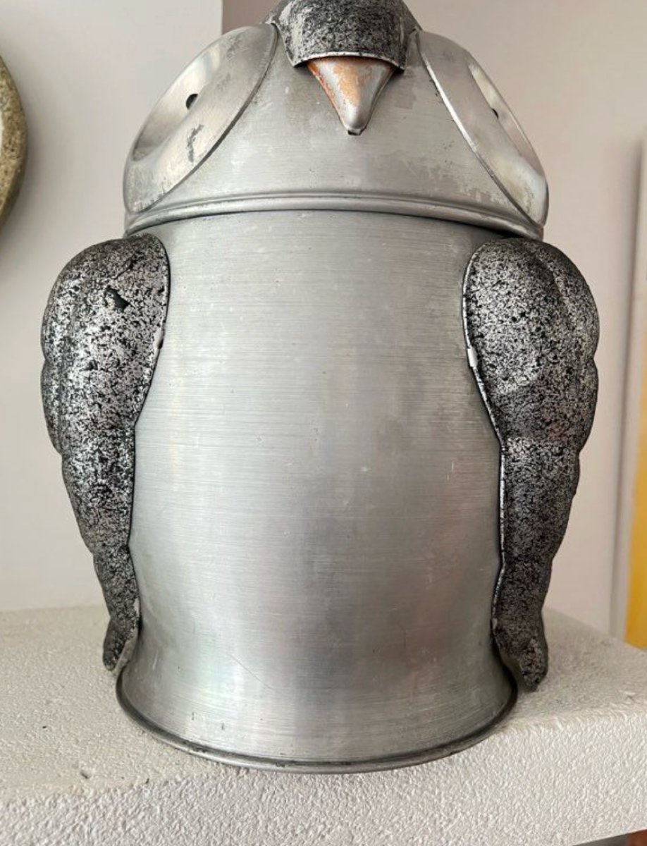 Seau à glaçons vintage en forme de chouette – Aluminium brossé made in Italy - années 70-photo-2