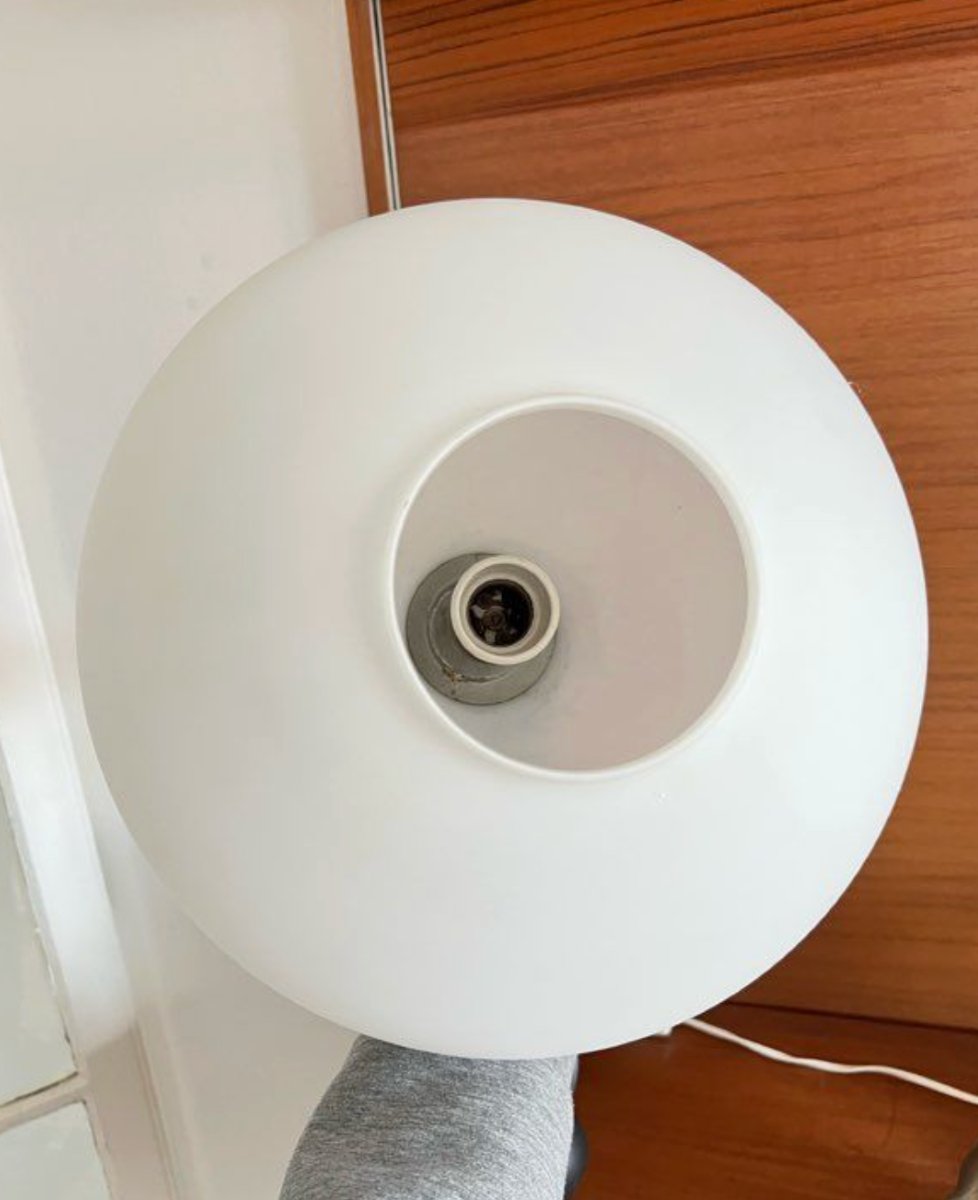 Pendant Lamp In Teak And Opaline Glass By Uno And östen Kristiansson For Luxus – Sweden, 1950-photo-2