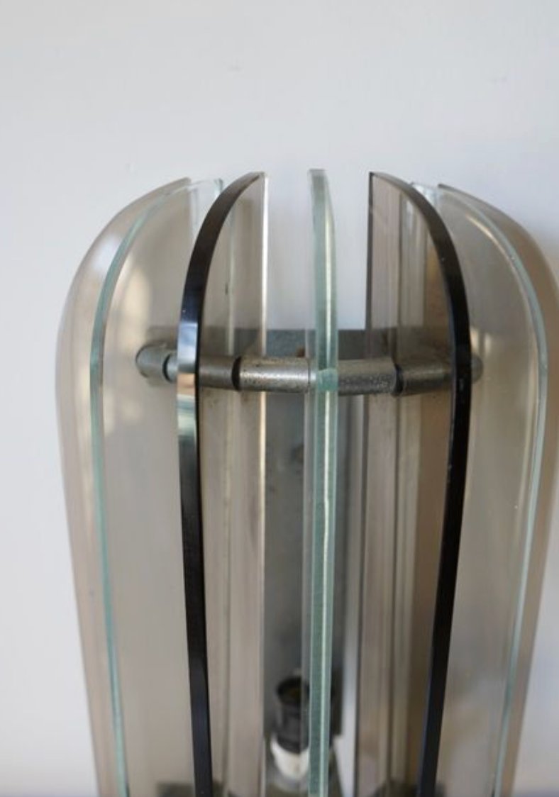 Italian Veca Wall Light For Fontana Arte – In Chromed Steel And Murano Glass – 1960s-photo-2