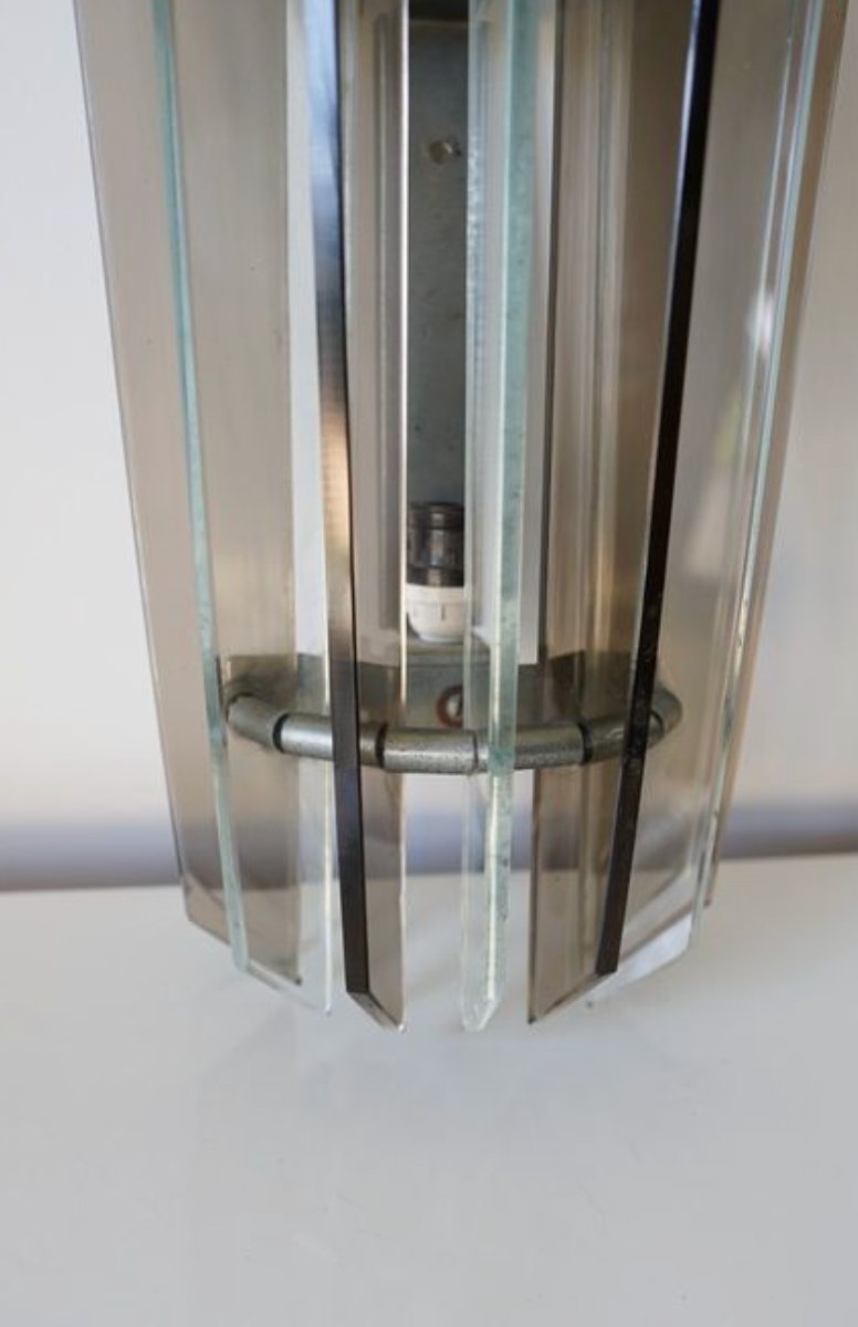 Italian Veca Wall Light For Fontana Arte – In Chromed Steel And Murano Glass – 1960s-photo-3