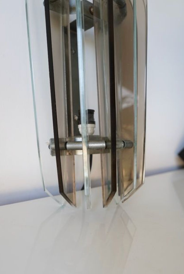 Italian Veca Wall Light For Fontana Arte – In Chromed Steel And Murano Glass – 1960s-photo-4