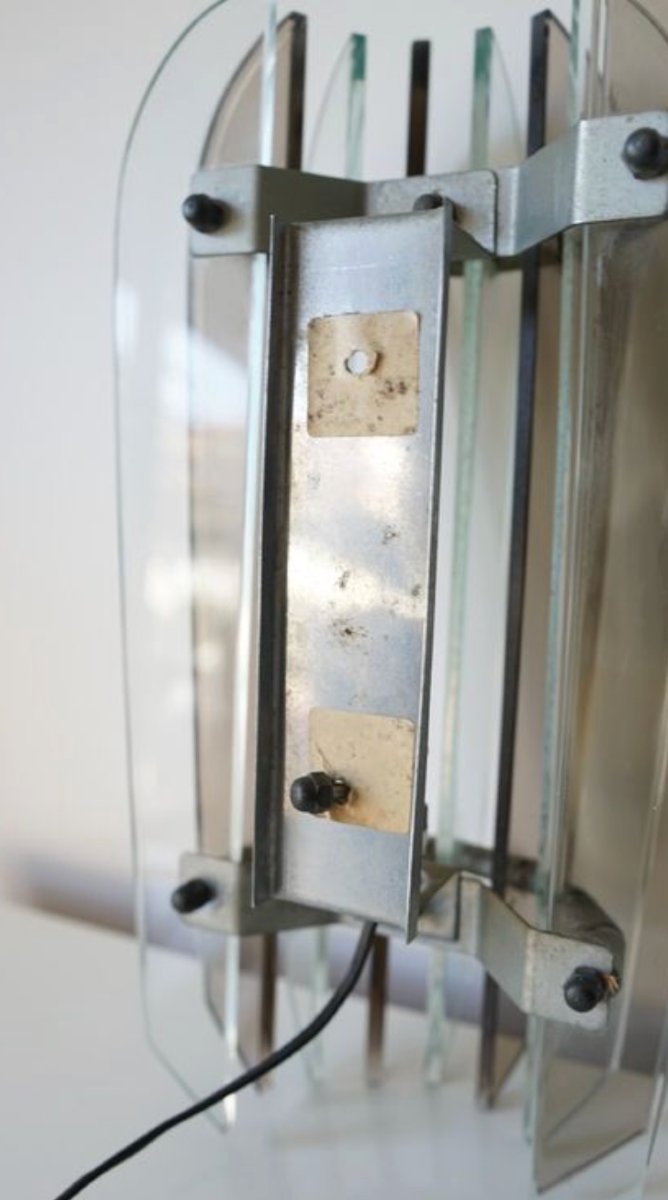 Italian Veca Wall Light For Fontana Arte – In Chromed Steel And Murano Glass – 1960s-photo-1