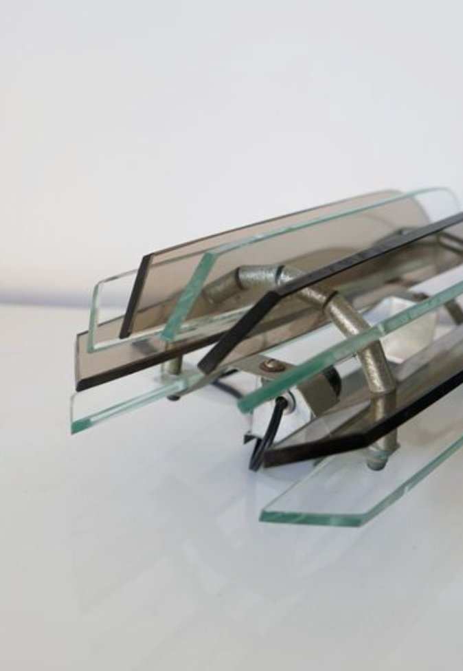 Italian Veca Wall Light For Fontana Arte – In Chromed Steel And Murano Glass – 1960s-photo-6