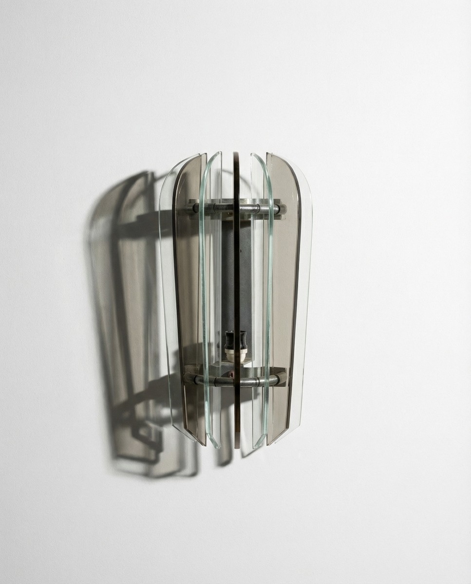 Italian Veca Wall Light For Fontana Arte – In Chromed Steel And Murano Glass – 1960s