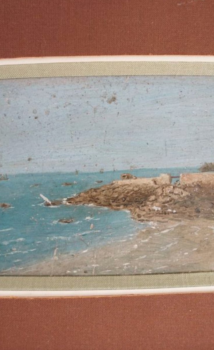 Oil Painting Of A Beach Scene - Signed Eugène Huc (1891-1979) - Early 20th Century-photo-3