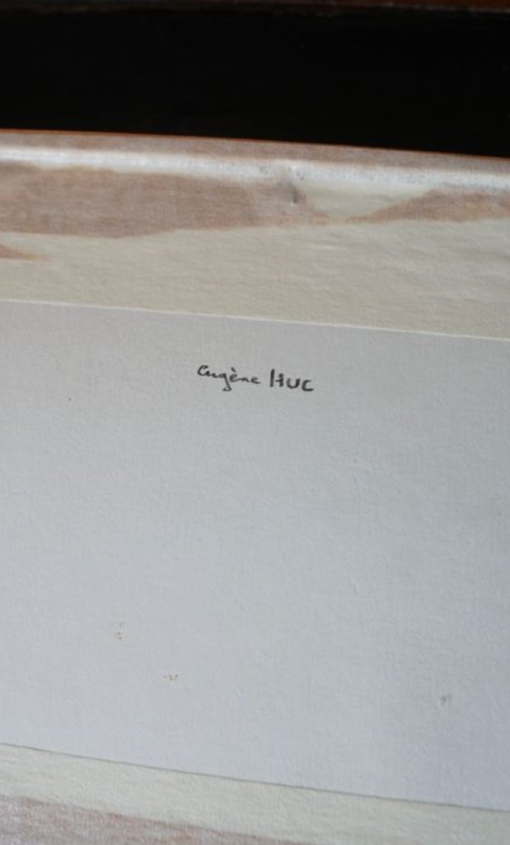 Oil Painting Of A Beach Scene - Signed Eugène Huc (1891-1979) - Early 20th Century-photo-4