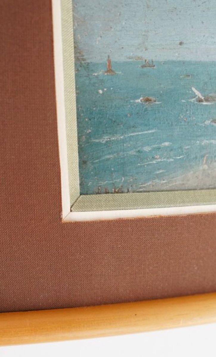 Oil Painting Of A Beach Scene - Signed Eugène Huc (1891-1979) - Early 20th Century-photo-6