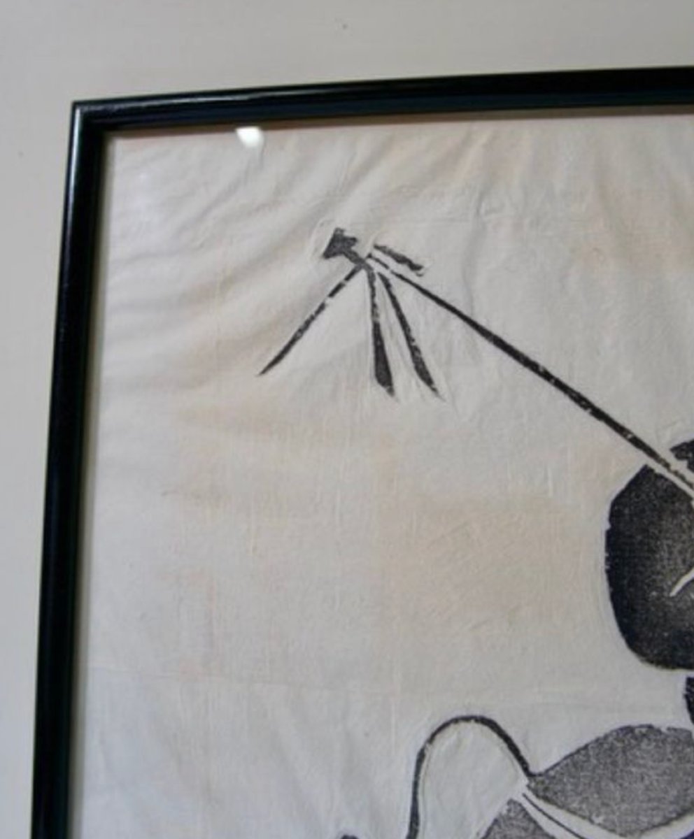 Estampe chinoise cavalier chinois de l'époque Han sur papier de riz - Début XXè siècle-photo-3