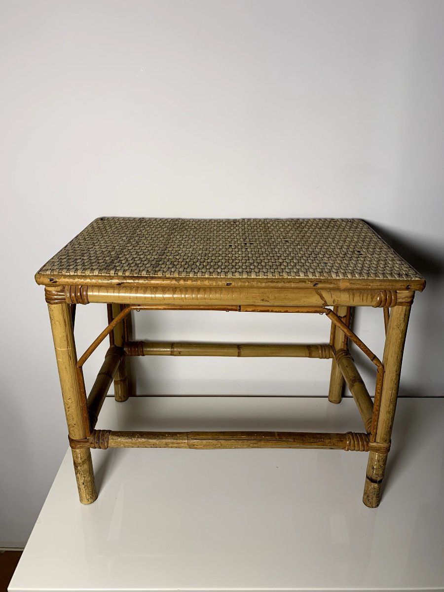 Table basse / table d’appoint en rotin vintage – Années 60-photo-4