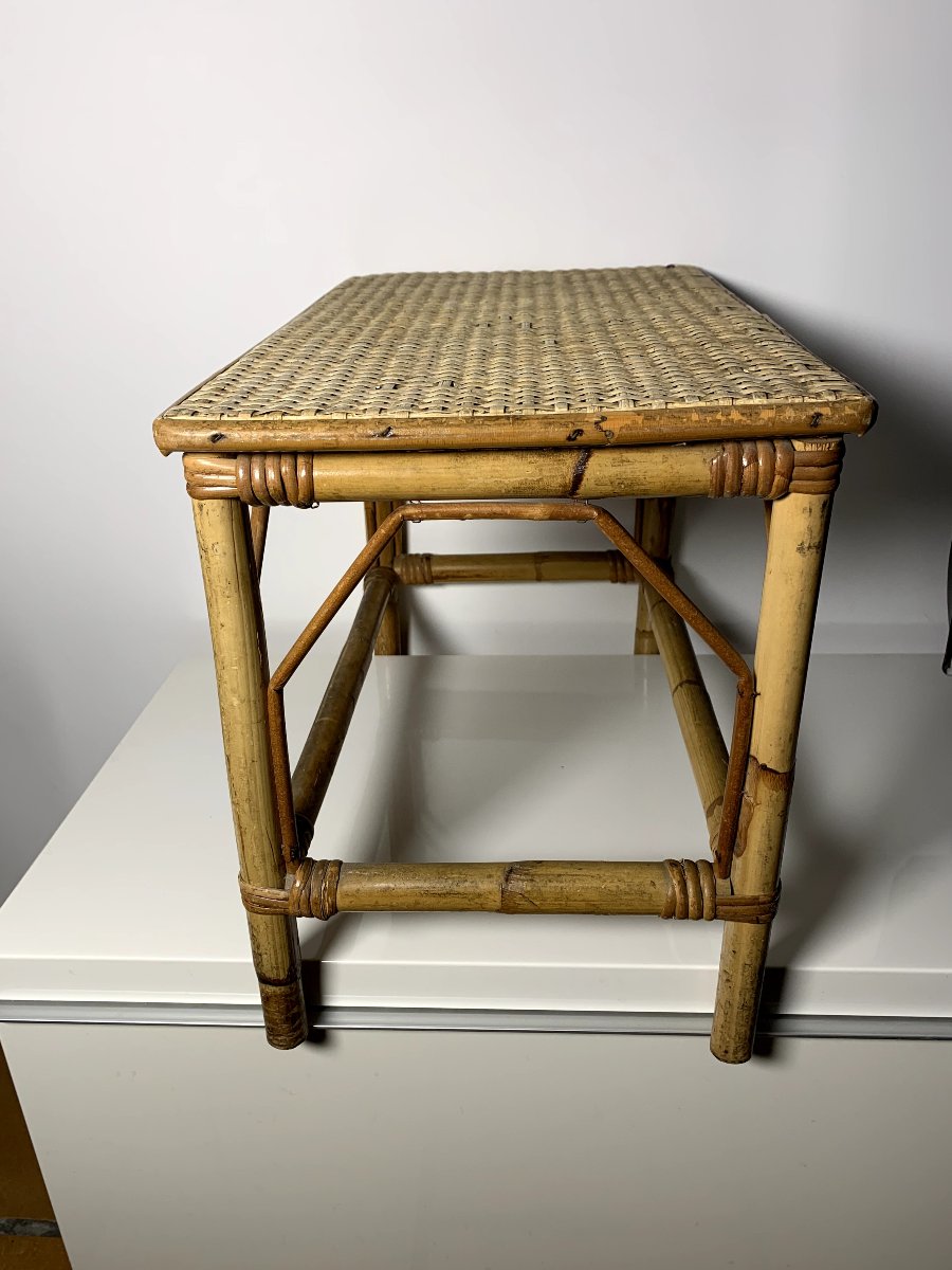 Table basse / table d’appoint en rotin vintage – Années 60-photo-2
